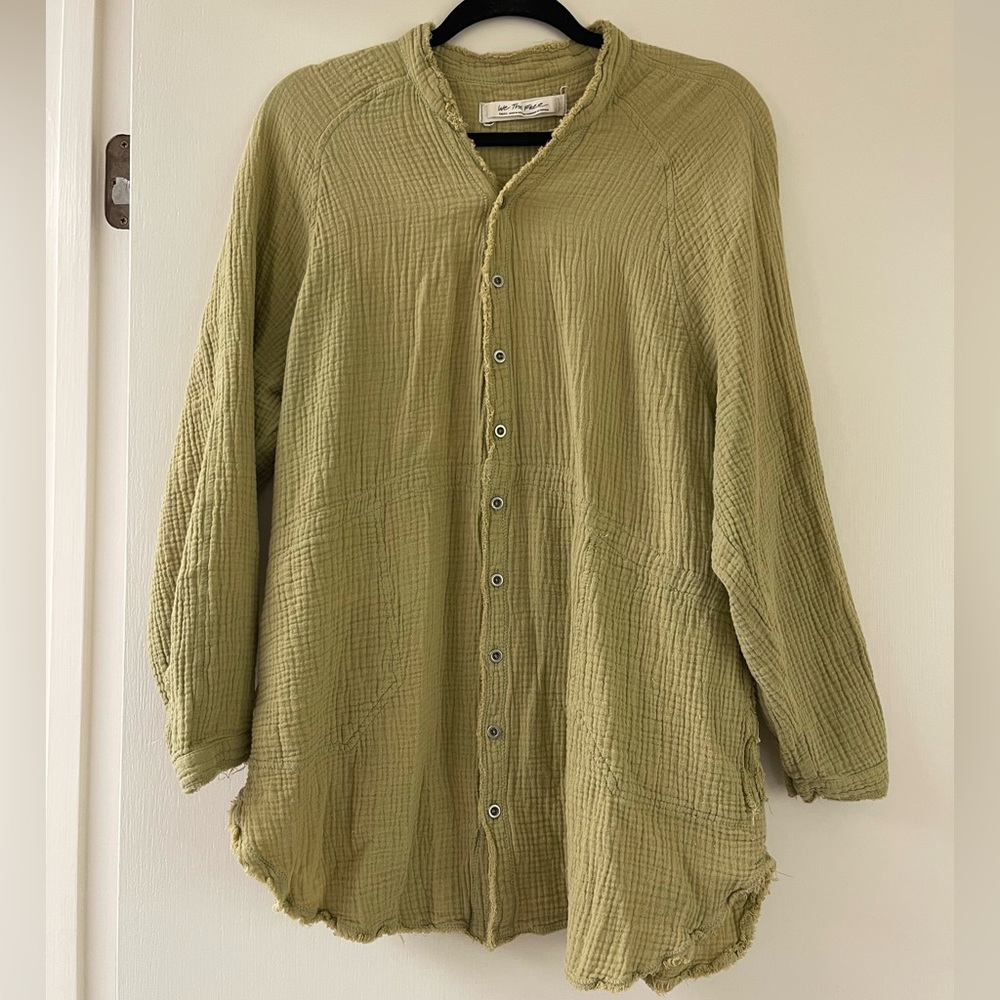 Free People Olive Green LinenShirt